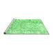 Sideview of Machine Washable Abstract Emerald Green Contemporary Area Rugs, wshcon1932emgrn