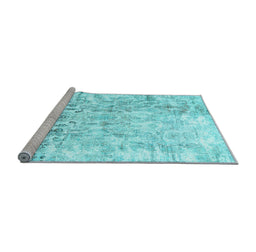 Sideview of Machine Washable Abstract Light Blue Contemporary Rug, wshcon1932lblu