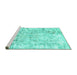 Sideview of Machine Washable Abstract Turquoise Contemporary Area Rugs, wshcon1932turq