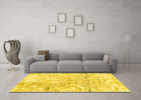 Machine Washable Abstract Yellow Contemporary Rug, wshcon1932yw