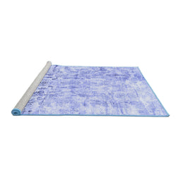Sideview of Machine Washable Abstract Blue Contemporary Rug, wshcon1932blu