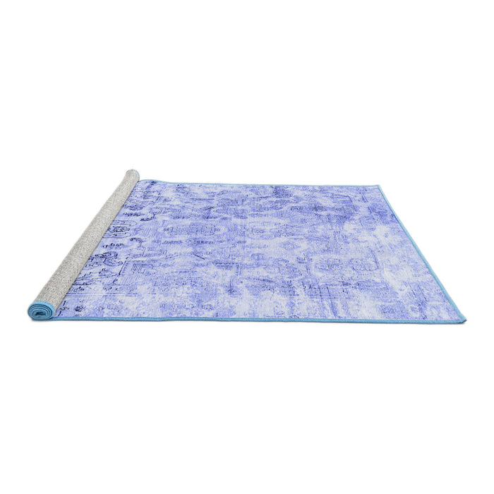 Sideview of Machine Washable Abstract Blue Contemporary Rug, wshcon1932blu