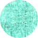 Round Machine Washable Abstract Turquoise Contemporary Area Rugs, wshcon1932turq