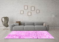 Machine Washable Abstract Pink Contemporary Rug, wshcon1932pnk