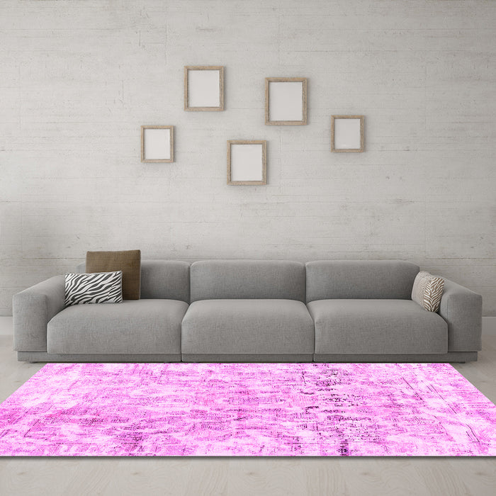 Machine Washable Abstract Pink Contemporary Rug in a Living Room, wshcon1932pnk