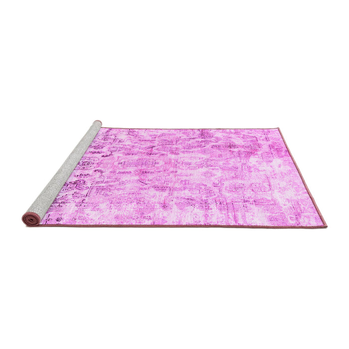 Sideview of Machine Washable Abstract Pink Contemporary Rug, wshcon1932pnk