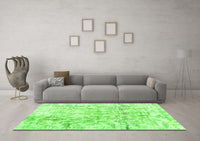 Machine Washable Abstract Green Contemporary Rug, wshcon1932grn