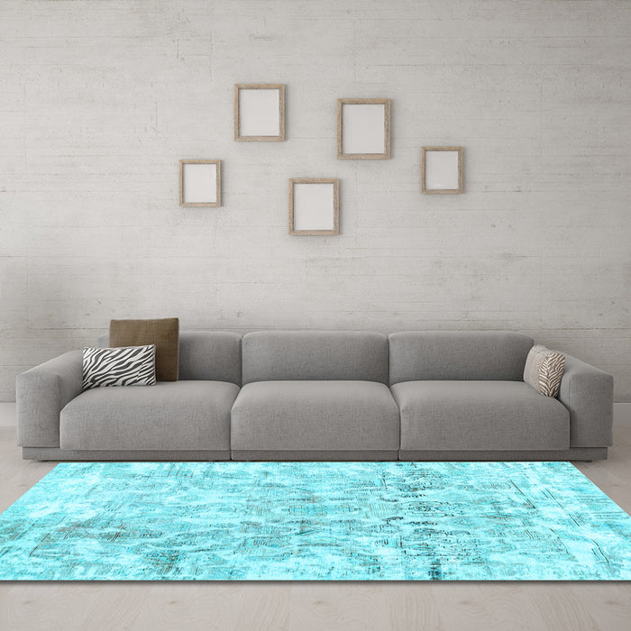 Machine Washable Abstract Light Blue Contemporary Rug in a Living Room, wshcon1932lblu