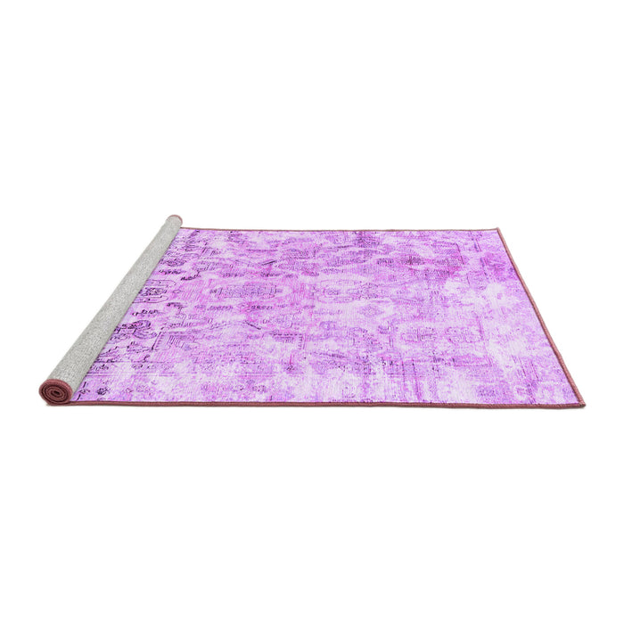 Sideview of Machine Washable Abstract Purple Contemporary Area Rugs, wshcon1932pur