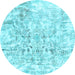 Round Abstract Light Blue Contemporary Rug, con1932lblu