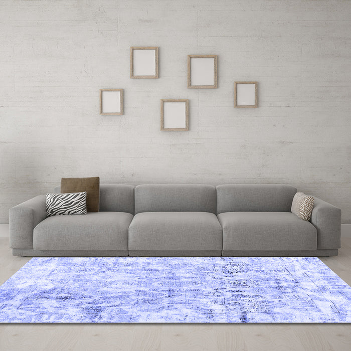 Machine Washable Abstract Blue Contemporary Rug in a Living Room, wshcon1932blu