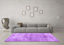 Machine Washable Abstract Purple Contemporary Area Rugs in a Living Room, wshcon1933pur