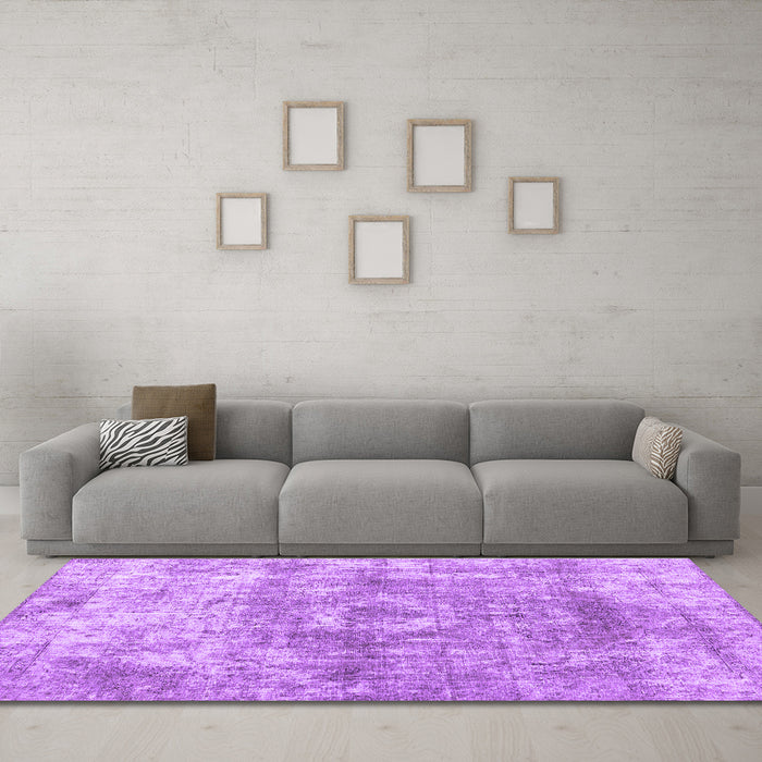 Machine Washable Abstract Purple Contemporary Area Rugs in a Living Room, wshcon1933pur