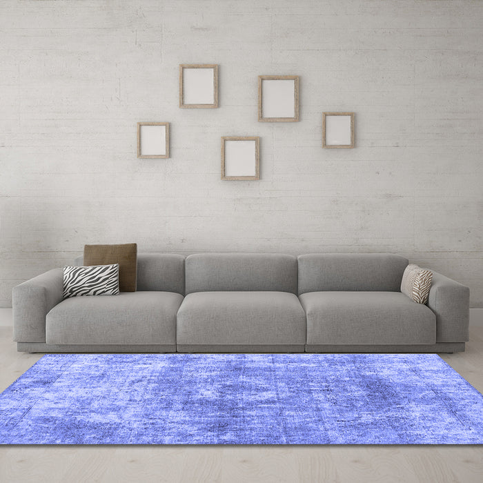 Machine Washable Abstract Blue Contemporary Rug in a Living Room, wshcon1933blu