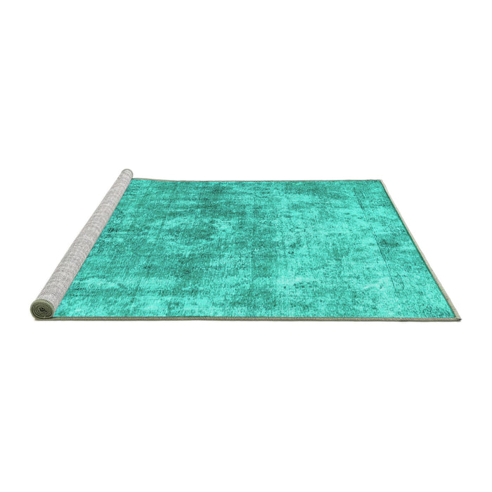 Sideview of Machine Washable Abstract Turquoise Contemporary Area Rugs, wshcon1933turq