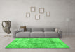 Machine Washable Abstract Green Contemporary Area Rugs in a Living Room,, wshcon1933grn