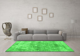 Machine Washable Abstract Green Contemporary Area Rugs in a Living Room,, wshcon1933grn