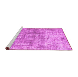 Sideview of Machine Washable Abstract Pink Contemporary Rug, wshcon1933pnk