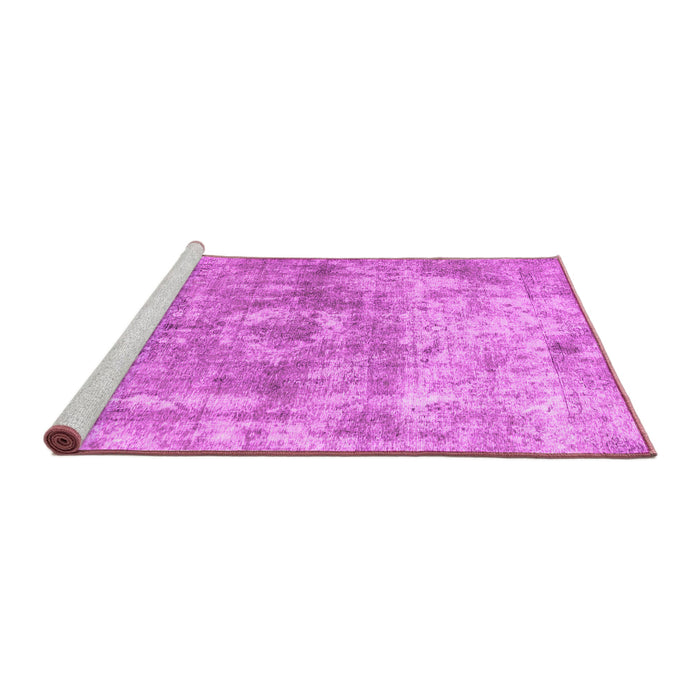 Sideview of Machine Washable Abstract Pink Contemporary Rug, wshcon1933pnk