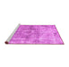 Sideview of Machine Washable Abstract Pink Contemporary Rug, wshcon1933pnk