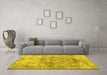 Machine Washable Abstract Yellow Contemporary Rug in a Living Room, wshcon1933yw