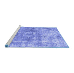 Sideview of Machine Washable Abstract Blue Contemporary Rug, wshcon1933blu