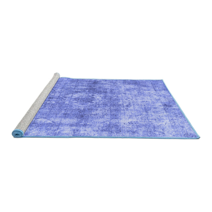 Sideview of Machine Washable Abstract Blue Contemporary Rug, wshcon1933blu