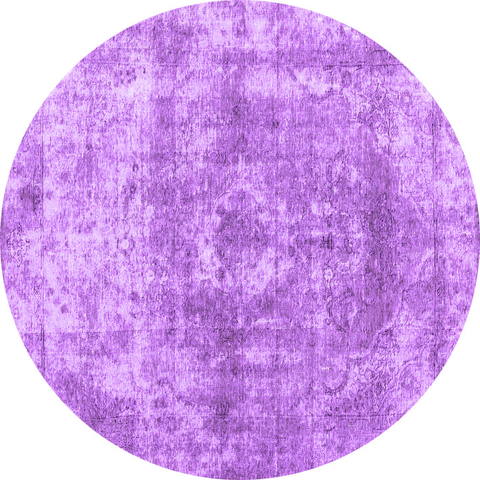 Round Abstract Purple Contemporary Rug, con1933pur