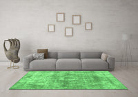 Machine Washable Abstract Emerald Green Contemporary Rug, wshcon1933emgrn