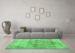 Machine Washable Abstract Emerald Green Contemporary Area Rugs in a Living Room,, wshcon1933emgrn