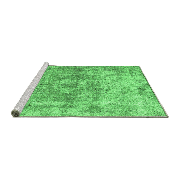 Sideview of Machine Washable Abstract Emerald Green Contemporary Area Rugs, wshcon1933emgrn