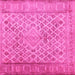 Square Machine Washable Persian Pink Bohemian Rug, wshcon1934pnk