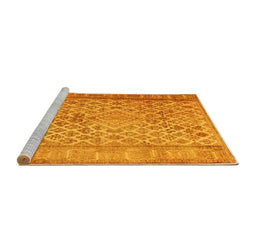 Sideview of Machine Washable Persian Yellow Bohemian Rug, wshcon1934yw