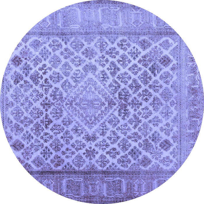 Round Machine Washable Persian Blue Bohemian Rug, wshcon1934blu