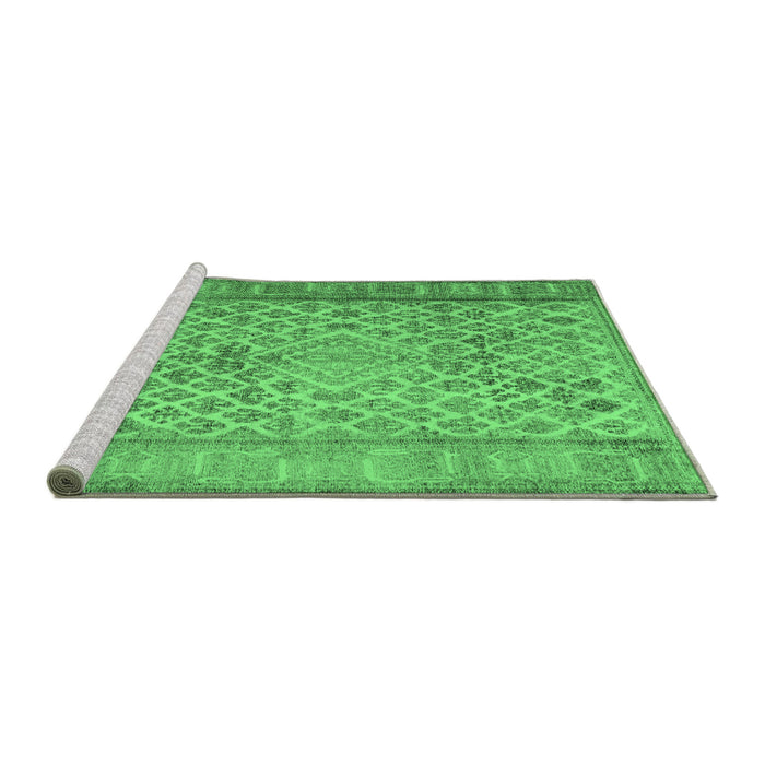 Sideview of Machine Washable Persian Emerald Green Bohemian Area Rugs, wshcon1934emgrn
