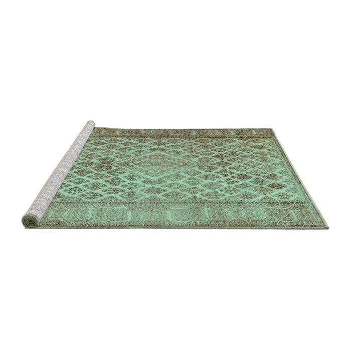 Sideview of Machine Washable Persian Turquoise Bohemian Area Rugs, wshcon1934turq