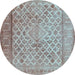 Round Persian Light Blue Bohemian Rug, con1934lblu