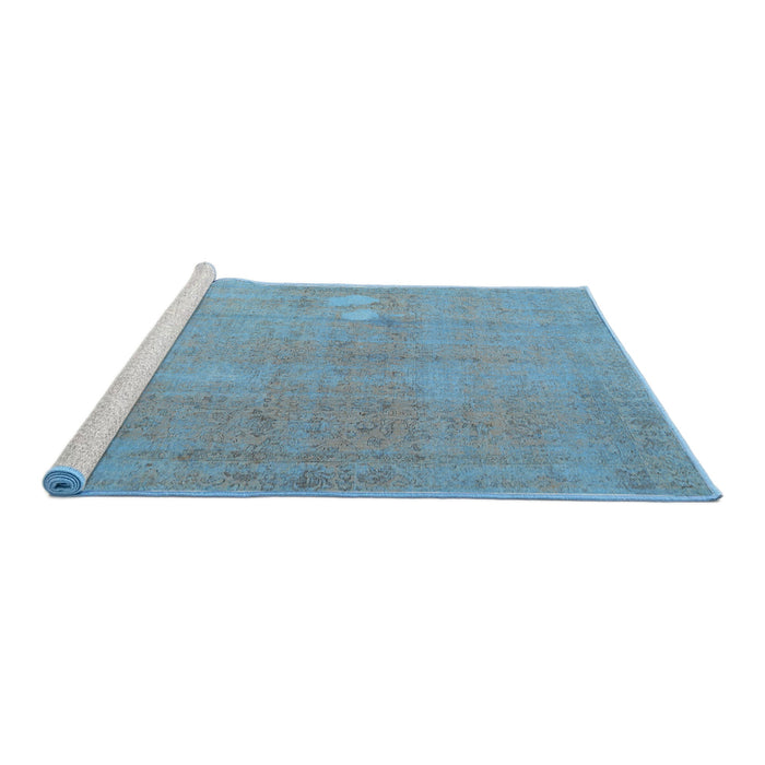 Serging Thickness of Machine Washable Contemporary Koi Blue Rug, wshcon1935