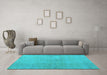 Machine Washable Persian Turquoise Bohemian Area Rugs in a Living Room,, wshcon1935turq