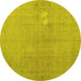 Round Persian Yellow Bohemian Rug, con1935yw