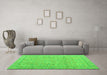 Machine Washable Abstract Green Contemporary Area Rugs in a Living Room,, wshcon1936grn