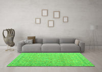 Machine Washable Abstract Green Contemporary Rug, wshcon1936grn