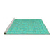 Sideview of Machine Washable Abstract Turquoise Contemporary Area Rugs, wshcon1936turq