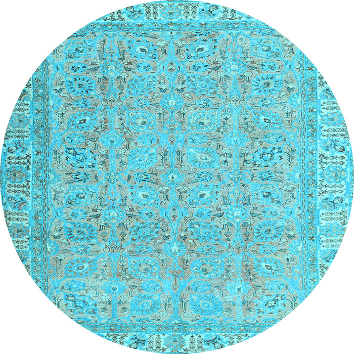 Round Machine Washable Abstract Light Blue Contemporary Rug, wshcon1936lblu