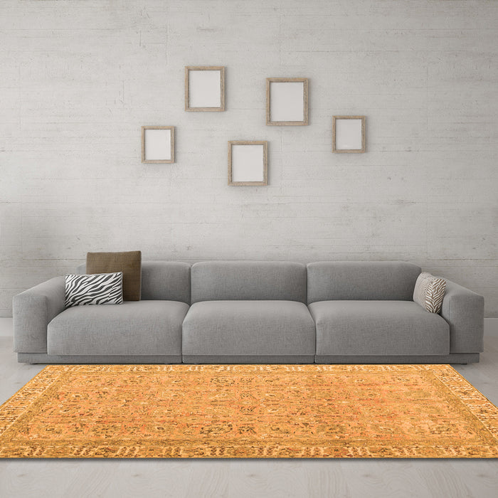 Machine Washable Abstract Orange Contemporary Area Rugs in a Living Room, wshcon1936org