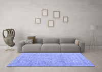 Machine Washable Abstract Blue Contemporary Rug, wshcon1936blu