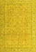 Machine Washable Abstract Yellow Contemporary Rug, wshcon1936yw