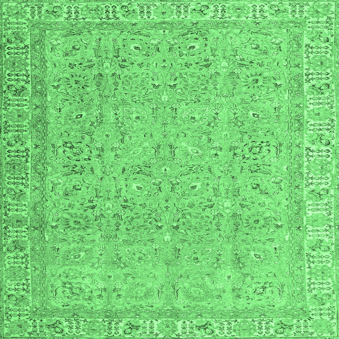 Square Machine Washable Abstract Emerald Green Contemporary Area Rugs, wshcon1936emgrn