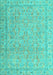 Machine Washable Abstract Turquoise Contemporary Area Rugs, wshcon1936turq