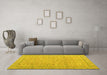 Machine Washable Abstract Yellow Contemporary Rug in a Living Room, wshcon1936yw